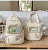 Mochila Escolar Niños Escuela Primaria Grado 3-6 Fresca Linda Mochila Estilo Dulce Color Sólido Capa Transparente Bolsa para Dolor