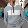Ropa para Hombre Talla Europea Amazon Sudadera de Primavera y Otoño Nueva para Hombre con Bloques de Color Cuadros Sudadera con Capucha Top Deportivo Casual