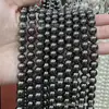 Contas Soltas de Pérola Imitação, Contas de Concha Preta, Contas Redondas, Contas Pretas Galvanizadas, Acessórios para Joias DIY, Produtos Semi-Acabados no Atacado