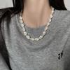 Collar de perlas de colores apiladas largas, de lujo, ligero, estilo francés, cadena de clavícula elegante y sencilla, collar retro de alta calidad para mujer