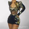 Traje Sexy Negro Brillante de Lentejuelas Europeo y Americano con Abertura Falda de Tres Piezas Cantante Actuación Comercial Atuendo de Escenario Bar Disco