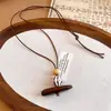 Collar de perlas con colgante de vidrio Maillard, diseño único, estilo vintage, cadena versátil para suéter, accesorio elegante para mujer