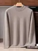 Suéter de malha masculino*Consinee 100% caxemira pura, espessado, gola alta plana, estilo versátil em fio AB