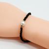 Cadena de Clavícula Perla Cristal Negra, Diseño Minimalista de Lujo Ligero de Alta Gama, Conjunto de Collar y Pulsera Blanco y Negro de Forma Geométrica