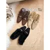Mocasines peludos estilo coreano retro para mujer, zapatos planos de invierno sin cordones de pelo de conejo perezoso, pantuflas de media caña cálidas de felpa para exteriores