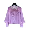 Camisa de Rayas Retro Francesa de Trabajo Pesado para Mujer 2026 Otoño Casual Manga Larga Holgada Top de Temperamento para el Trabajo