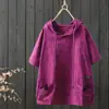 Camiseta corta con capucha para mujer, nuevo estilo verano 2026, playera estampada casual holgada, top versátil para mujer