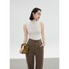 Bc Colete de Tricô Feminino Sem Costura Peça Única Gola Alta Meia Manga Sem Mangas Camisa Base Slim Versátil Suéter Tricô