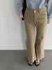 Pantalones Largos Jiang Chi Ajustados~Estilo Coreano Elegantes Jeans de Cintura Alta Versátiles Adelgazantes Elásticos de Pierna Ancha 5930