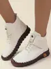 TEMU Transfronterizo Nuevo Invierno Talla Grande Comercio Exterior Zapatos de Mujer con Cordones Punta Redonda Velcro Felpa Cálido Interior Botines Mujer
