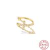 Aretes de clip para oreja de cadena de eslabones pavimentados con cruz de plata de ley S925, aretes de moda, aretes de diamante INS de venta caliente en Europa y Estados Unidos para mujeres
