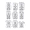 Molde de oso semi-tridimensional de epoxi de cristal para bricolaje, molde de silicona con colgante de oso, conejo y ratón tridimensional