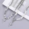 Collar de mujer de acero de titanio de alta calidad de nicho europeo y americano, cadena de clavícula cruzada con grietas de hielo y piedra de metal irregular, joyería para hombres