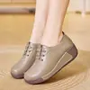 Zapatos de tacón de cuña exclusivos transfronterizos para mujer, nuevo estilo 2026, suela blanda, cómodos, suela gruesa, que aumentan la altura, zapatos casuales de cuero para mujer