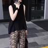 25219 Gran Aimei Yiyuan Moda Nueva Verano 2025 Camiseta Suelta de Cuello Redondo Pantalones Rectos Estampados Elegantes
