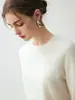 Suéter de Cachemira Pura Estilo Perezoso Suave para Mujer Cuello Redondo Jersey de Punto Versátil Suéter de Cachemira Top Base Adelgazante