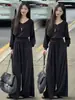 Conjunto de Terno Moderno para Mulheres 2026 Outono Novo Estilo Estilo Suave Top Acinturado Emagrecedor Calças de Perna Larga Conjunto Elegante de Duas Peças