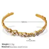 Pulsera Abierta de Acero Inoxidable Chapado en Oro de 18K, de Moda, de Alta Gama, Exquisita, de Zirconia, de Venta Caliente Transfronteriza Europea y Americana