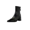 Silenciosas, elegantes, de corte ajustado, adecuadas para ir al trabajo, combinadas con una falda, otoño/invierno 2026, tacón alto grueso, punta cuadrada, elásticas, que se ajustan a la pierna, botines cortos adelgazantes para mujer