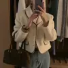 Talla Actualizada Elegante Pequeña Estilo Chanel Solapa Ribete de Color Contrastante Holgada Casual Versátil Manga Larga Chaqueta Corta Mujer