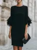 Vestido Elegante de Nuevo Estilo con Volantes y Mangas de Campana Ajustado para el Sitio Independiente Europeo y Americano de Amazon 2026
