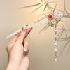 Grampo de Cabelo de Madeira de Alta Qualidade com Franjas e Design Floral, Acessório de Cabelo Estilo Chinês Tradicional para Mulheres, Novo Modelo 2026, Novo Grampo de Cabelo Estilo Chinês