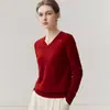 Baicaierong Outono/Inverno 2026 Suéter Feminino de Caxemira Gola V Design Versátil Malha de Lã