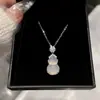Collar con Colgante de Calabaza de Cadena de Zirconia de Acero Inoxidable, Nueva Cadena para Clavícula Versátil de Estilo Chino Nicho, Joyería de Lujo Ligero de Gama Alta