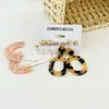 Pendientes de Moda Europeos y Americanos Transfronterizos Más Vendidos, Simples, Retro, con Formas Geométricas y Estampado de Leopardo, Elegante Set de Pendientes Cortos de Botón