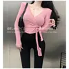 Estilo Garota Sexy Quente ~ camisa fina transparente de proteção solar slim fit manga longa camiseta alça curta gola V ombreira top para mulheres