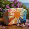 Bolsa de maquillaje acolchada floral de girasol transfronteriza, bolsa multifuncional, impresión digital, directo del fabricante