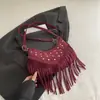 Bolsa de Ombro Casual Simples de Alto Valor Retro Nicho Tendência Rebites Franjas Moda Nova Primavera 2026