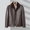 Chaqueta de Piel Sintética para Hombre 2026 Otoño/Invierno Cuello Desmontable de Lana de Cordero Top para Hombres Jóvenes y de Edad Media, Abrigo Espeso y Cálido