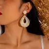 Joyería de Estilo Europeo y Americano, Pendientes de Girasol de Rafia Hechos a Mano, Pendientes Grandes Exagerados de Flor, Joyería de Estilo Festivo al por Mayor
