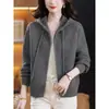Cardigan de Punto con Capucha Color Sólido Estilo Coreano Nuevo Otoño/Invierno para Mujer Talla Grande Abrigo Suéter Cálido Top