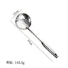 Juego de Utensilios de Cocina de Acero Inoxidable con Mangos Largos para Cocina Casera, Fideos, Empanadas, Colador, Espátula para Cocinar, Cuchara Sopera Pulida