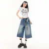 Jeans Anchos Casuales Relajados Estilo Coreano Naranja Infantil para Mujer, Corte Holgado, Adelgazantes, Lavados y Vintage, Pantalones Cropped Versátiles.