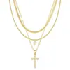 Amazon Transfronterizo Nuevo Collar con 26 Letras Iniciales Moda Colgante de Cruz Personalizado Collar Multicapa Joyería para Mujer