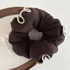 Scrunchie de Algodão Preenchido com Padrão Color Block Retro Coreano, Borda Acabada, Elástico de Cabelo Elegante de Cor Sólida para Rabo de Cavalo Feminino