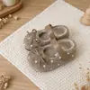 Moda Infantil Nueva de Otoño Zapatos de Cuero Elegantes para Niños Niñas Mary Janes Retro Franceses con Lunares Slip-ons Zapatos Planos