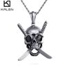 Joyería Transfronteriza Joyería de Comercio Exterior Punk No Convencional Rock Espada Doble Calavera Colgante para Hombre Collar de Acero de Titanio