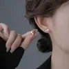 Aretes de hoja de plata 999 con aguja, cuidado de perforación de oreja, no es necesario quitárselos al dormir, nuevos aretes populares de nicho 2026 para mujer
