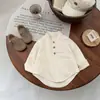 Camisa Informal de Manga Larga Estilo Coreano para Niños, Primavera y Otoño, Elegante Camisa de Cuello Alto para Bebés Niños, Top Holgado y Versátil para Bebés