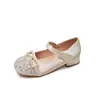 Zapatos de Princesa para Niñas 2026 Nuevo Estilo Primavera y Otoño Zapatos Brillantes de Tacón Alto para Actuaciones Infantiles con Zapatos de Vestir de Pedrería