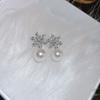 Brincos de agulha de prata banhados a ouro real com pingente de concha flor borla brincos de personalidade nicho brincos elegantes franceses atacado