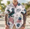 Camisa Havaiana Plus Size Transfronteiriça Manga Curta Verão Novo Masculino Gola Reversível Cardigan Casual Estampa Digital 3D