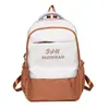 Nueva Mochila Escolar para Estudiante de Secundaria Femenina Mochila Nueva de Gran Capacidad Estampado de Letras Versión Coreana Color de Contraste Estudiante Universitario