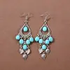 Pendientes Bohemianos Europeos y Americanos con Borlas y Turquesa, Pendientes de Estilo Étnico Retro, Joyería para Orejas Única y Elegante Estilo Tibetano