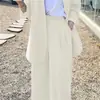 Conjunto de Calça Wide Leg terno Mulher 2025 Primavera e Outono Moda Coreana Temperamento Estilo Britânico Casual Rua Street Suit Profissional