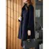 Elegante Abrigo de Cachemira Doble Cara Reductor de Edad para Mujer, Longitud Media, Nuevo Primavera 2024, Holgado, Alto, Corte Entallado, Abrigo de Lana
